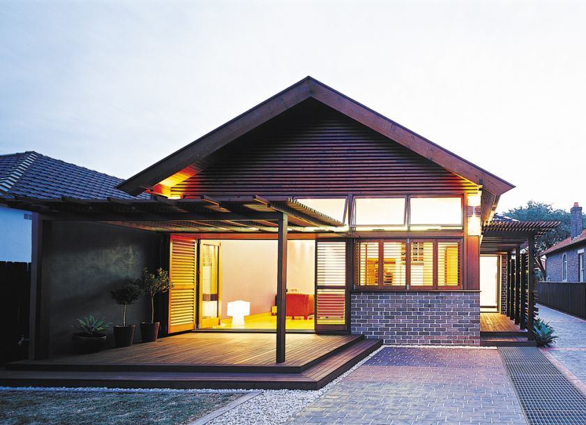 G+V House exterior dusk view