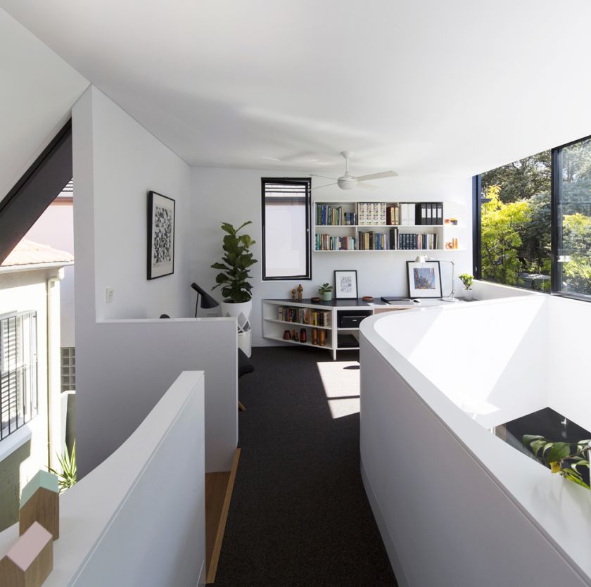 Unfurled House interior first floor view to study