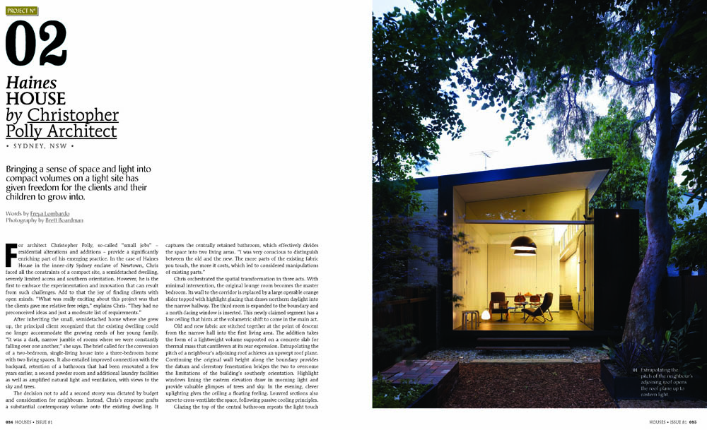 Haines House published in HOUSES