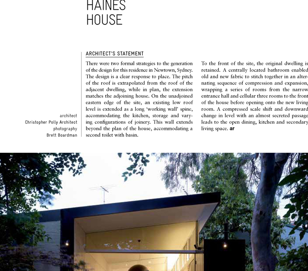 Haines House published in Architectural Review