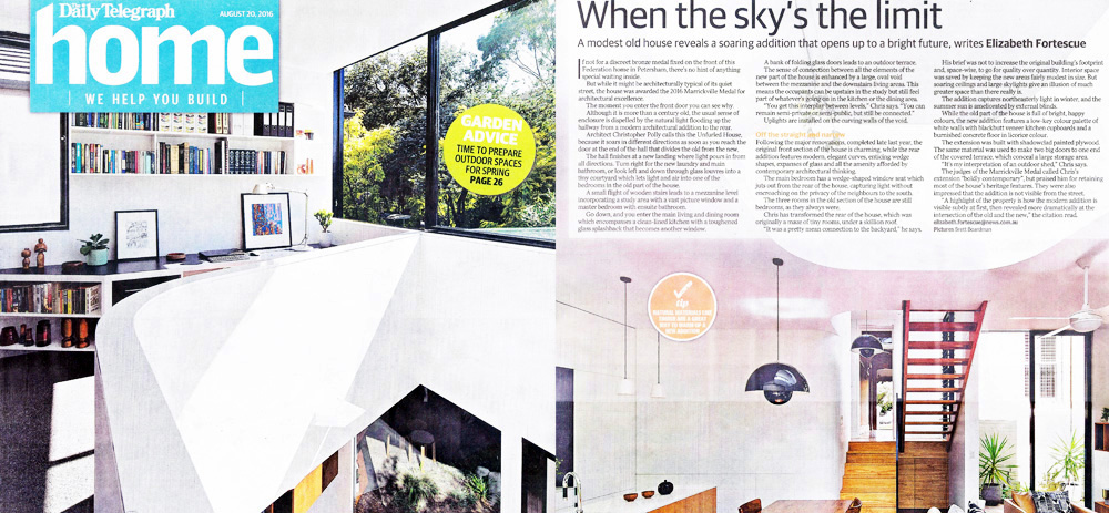 Unfurled House has been published in the Daily Telegraph’s Home magazine