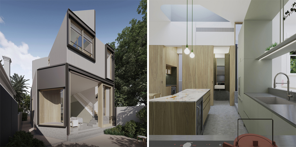 Trafalgar House visualisations showcase the new two-storey addition to a freestanding terrace house in its heritage conservation area