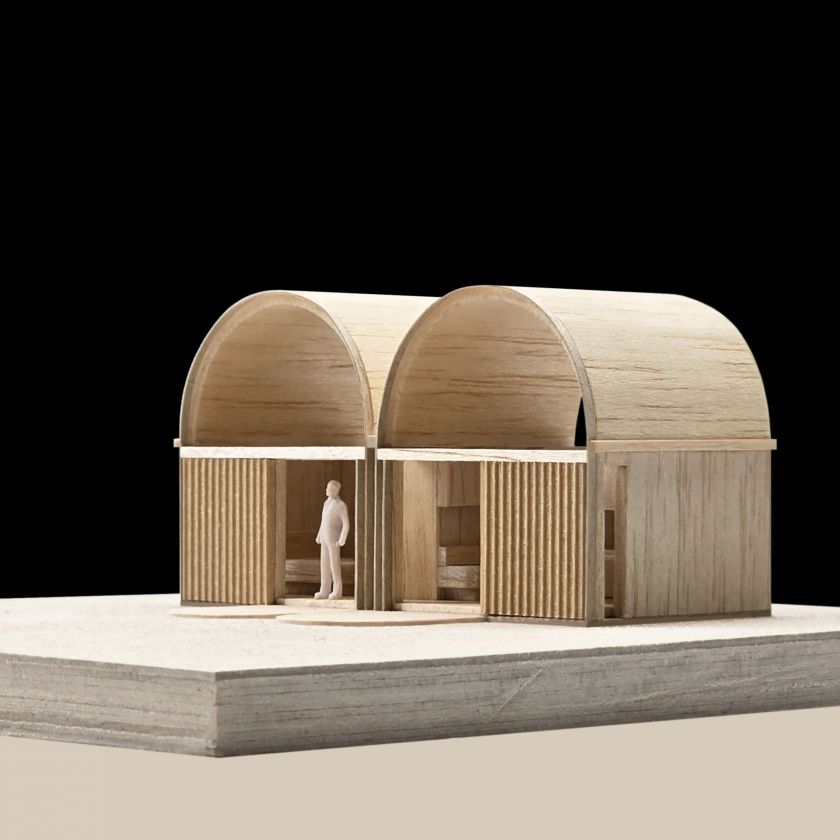 e right haArchitectural model oblique right hand side view