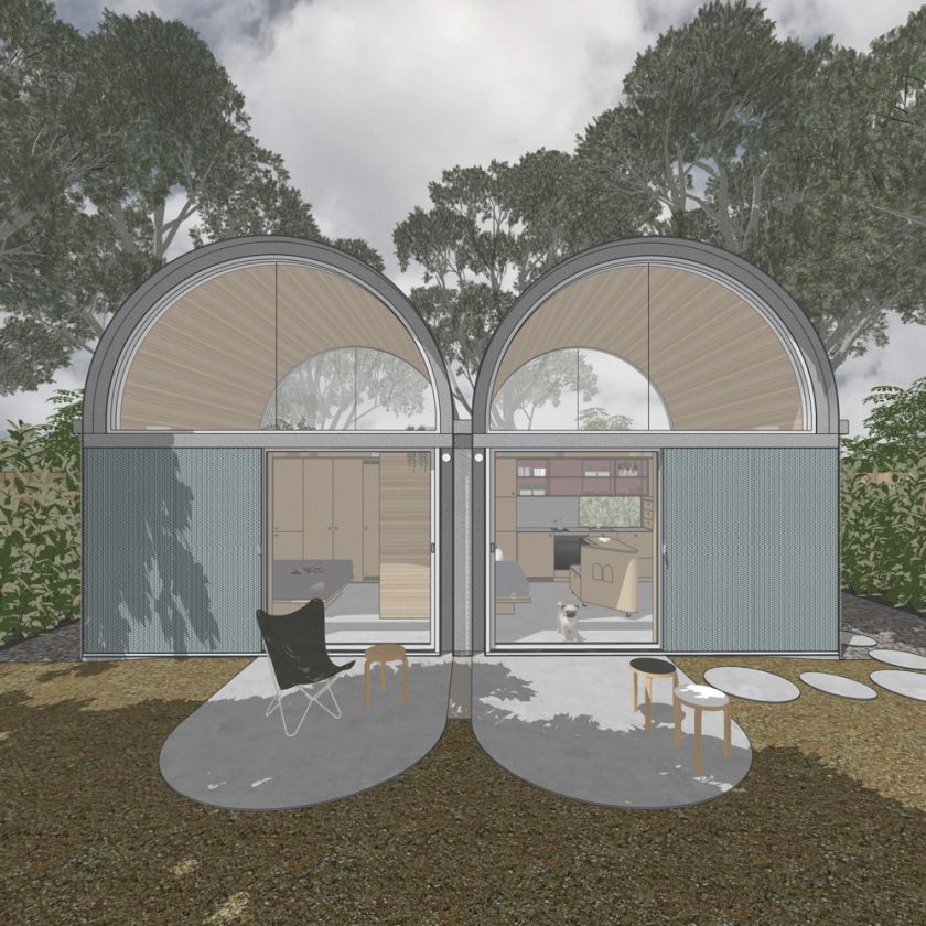 Art Studio Cabin visualisation of the exterior opening and closing sequence of doors and screens
