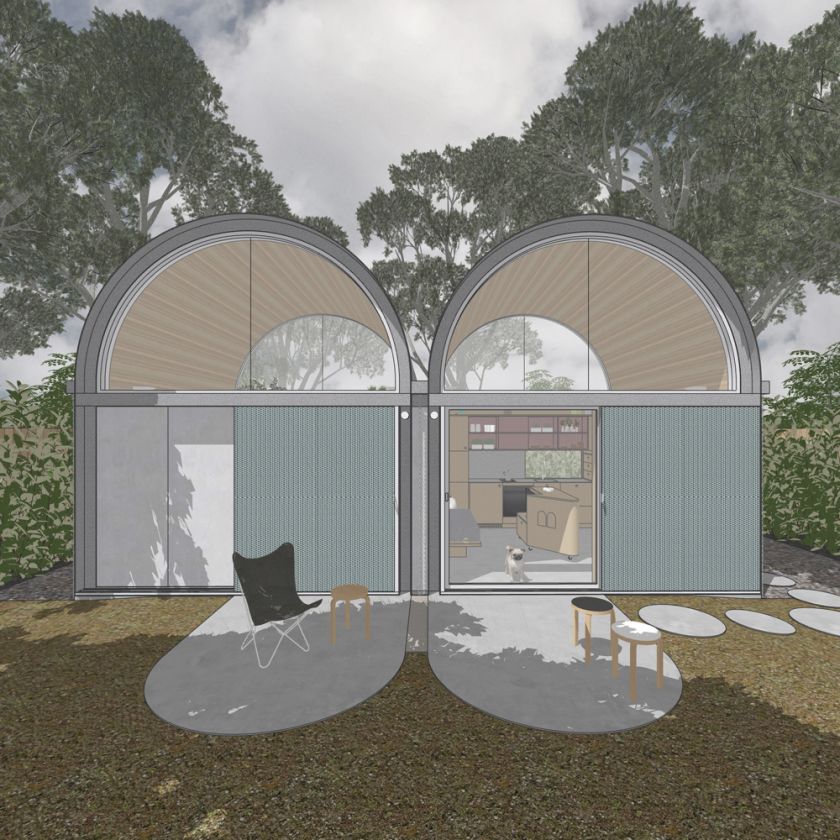 Art Studio Cabin visualisation of the exterior opening and closing sequence of doors and screens
