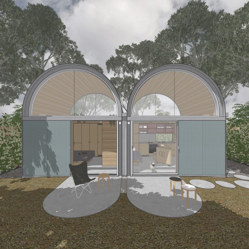 Art Studio Cabin visualisation of the exterior opening and closing sequence of doors and screens
