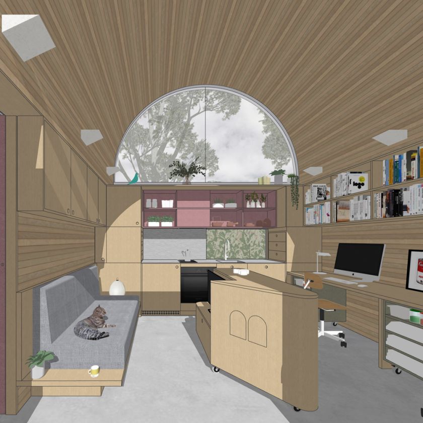 Art Studio Cabin visualisation of art workspace and living area