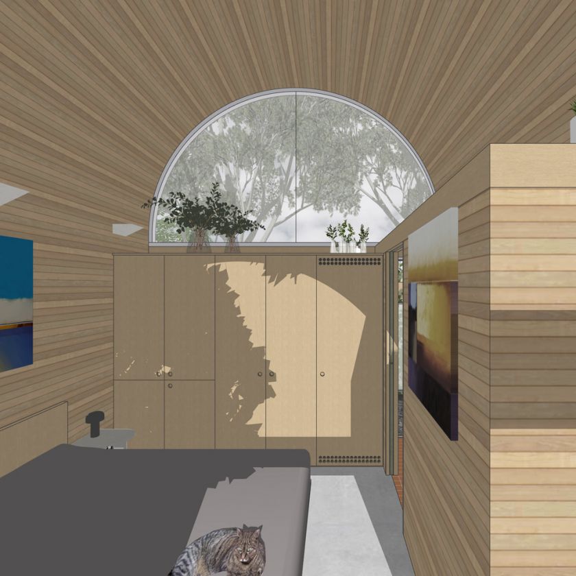 Art Studio Cabin visualisation of bedroom