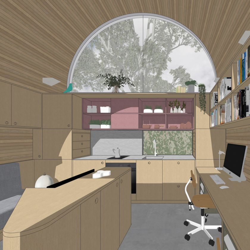 Art Studio Cabin visualisation of the art workspace
