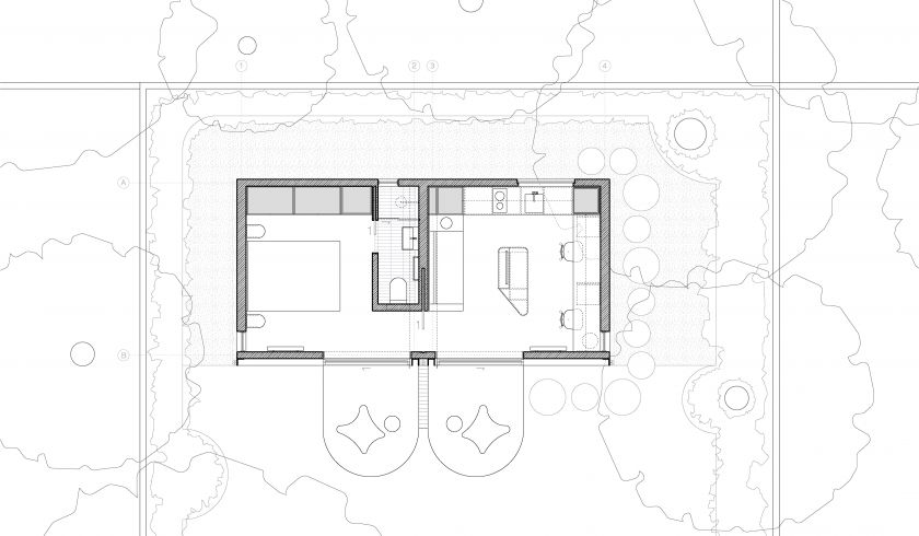 Art Studio Cabin floor plan and site plan