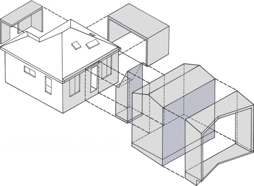 Binary House 3D concept generation diagrams