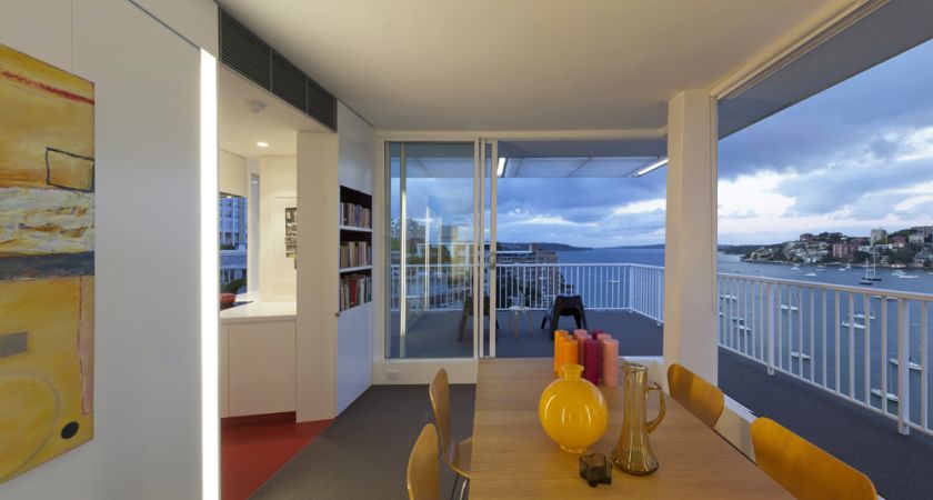 Darling Point Penthouse dining room with view to kitchen & terrace