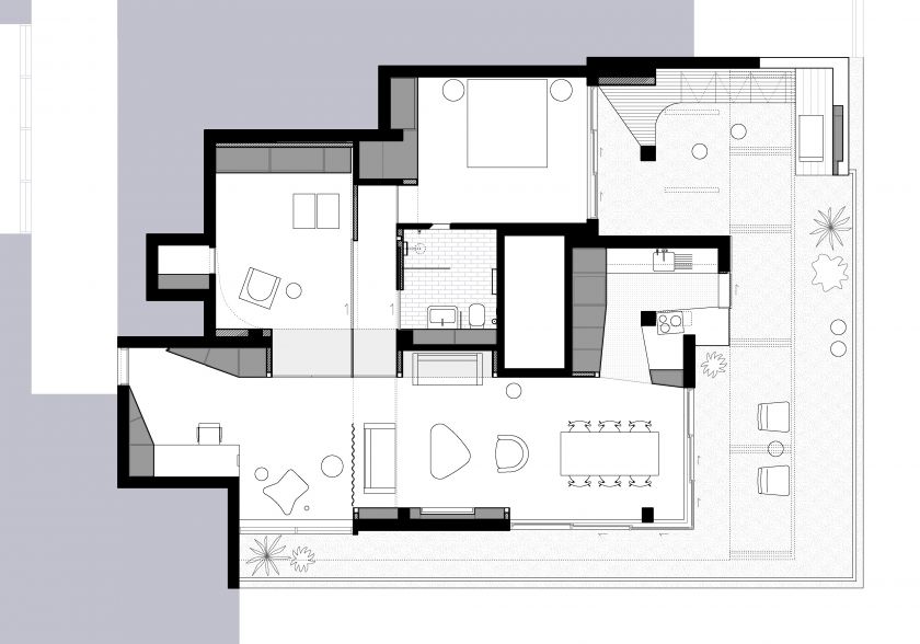 Darling Point Penthouse floor plan in open and closed configurations