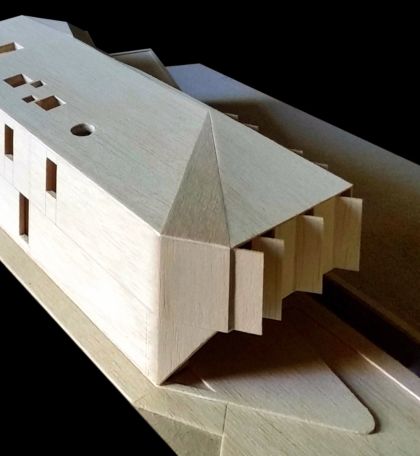 Flexion House model southeast aerial view