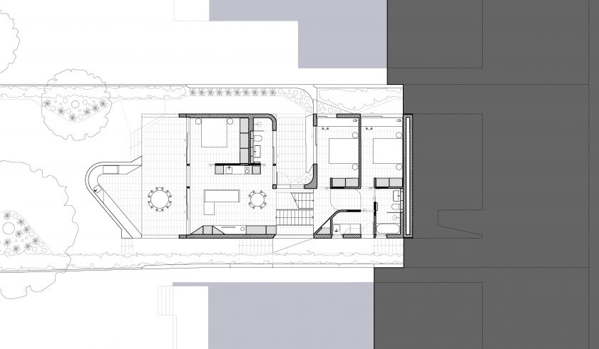 Greenwich House ground floor plan and lower ground floor plan and site plan