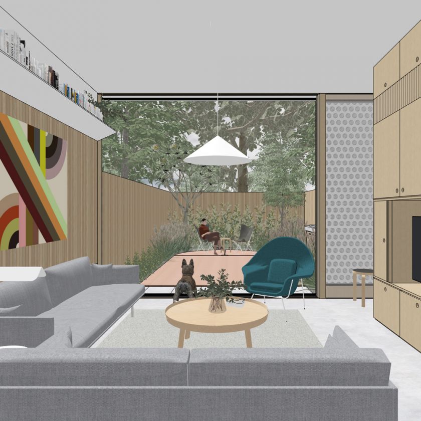 Interior living area view to exterior