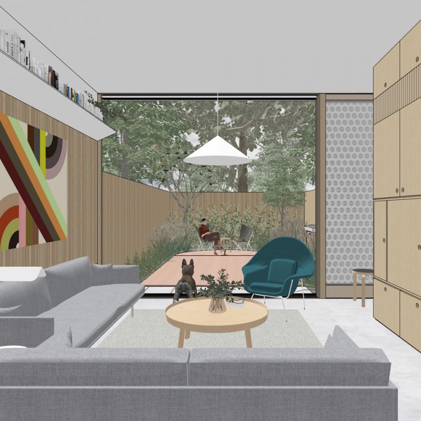 Interior living area view to exterior