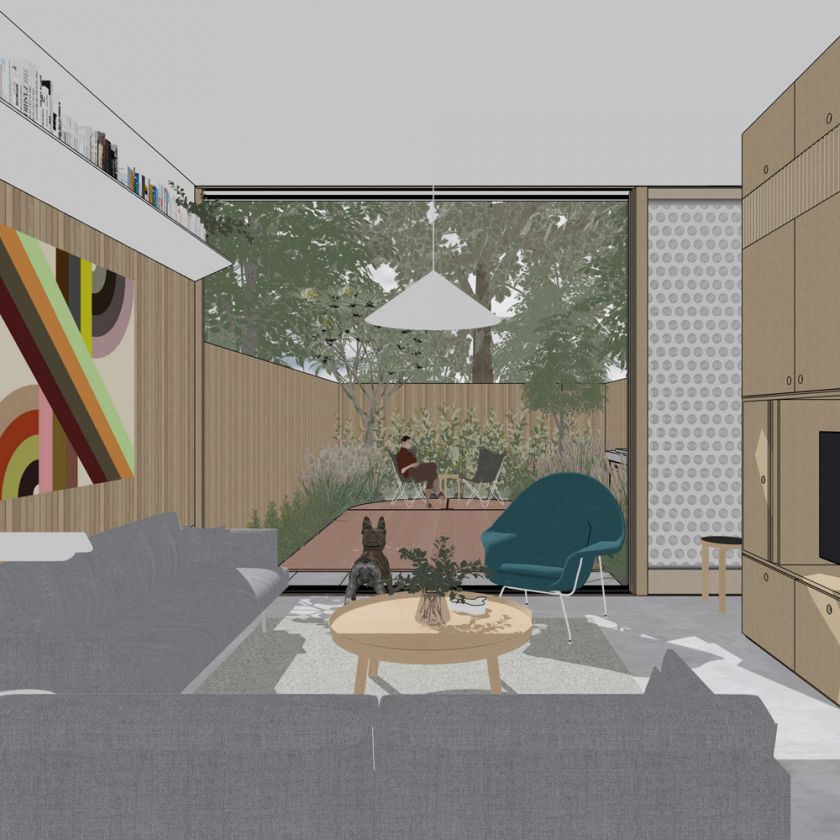 Interior living area view to exterior