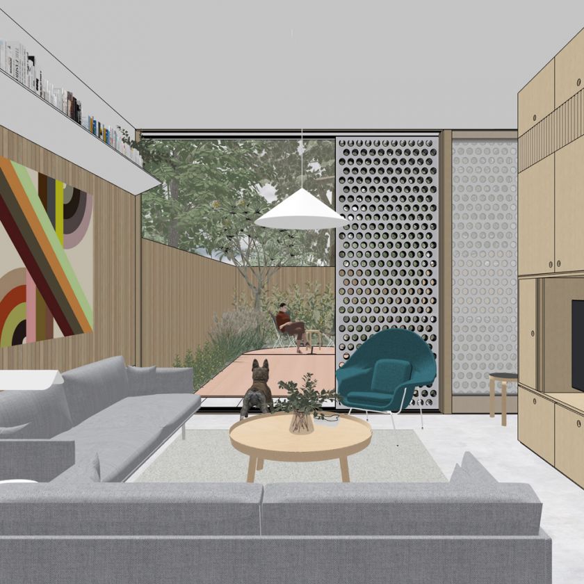 Interior living area view to exterior