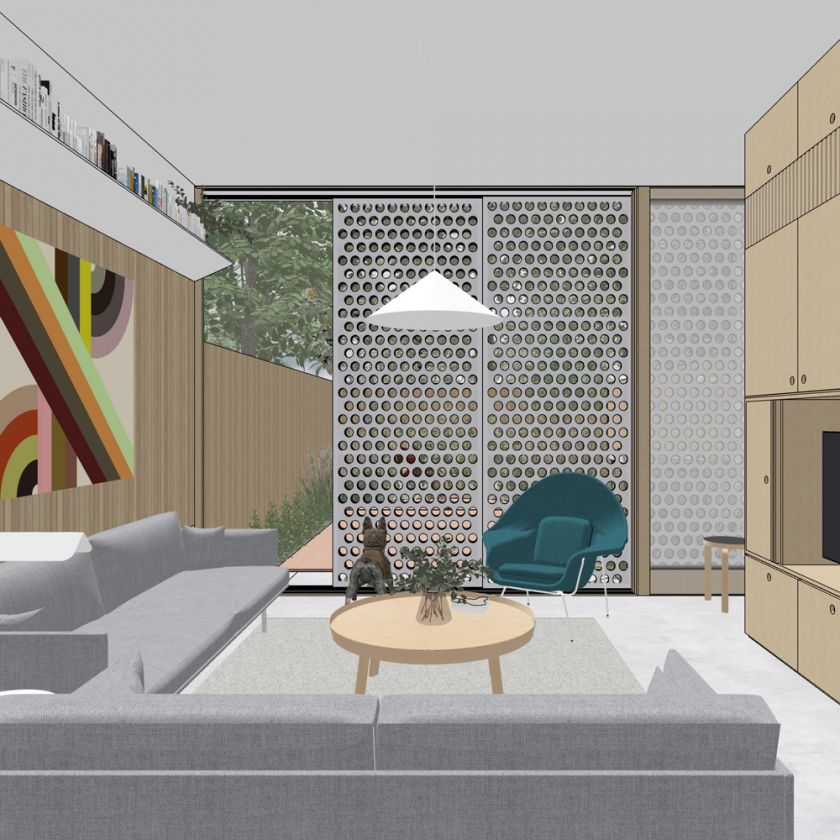 Interior living area view to exterior