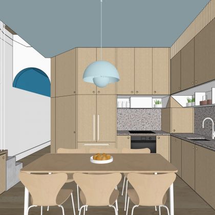 Interior kitchen view