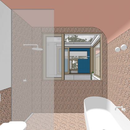Interior upper bathroom view