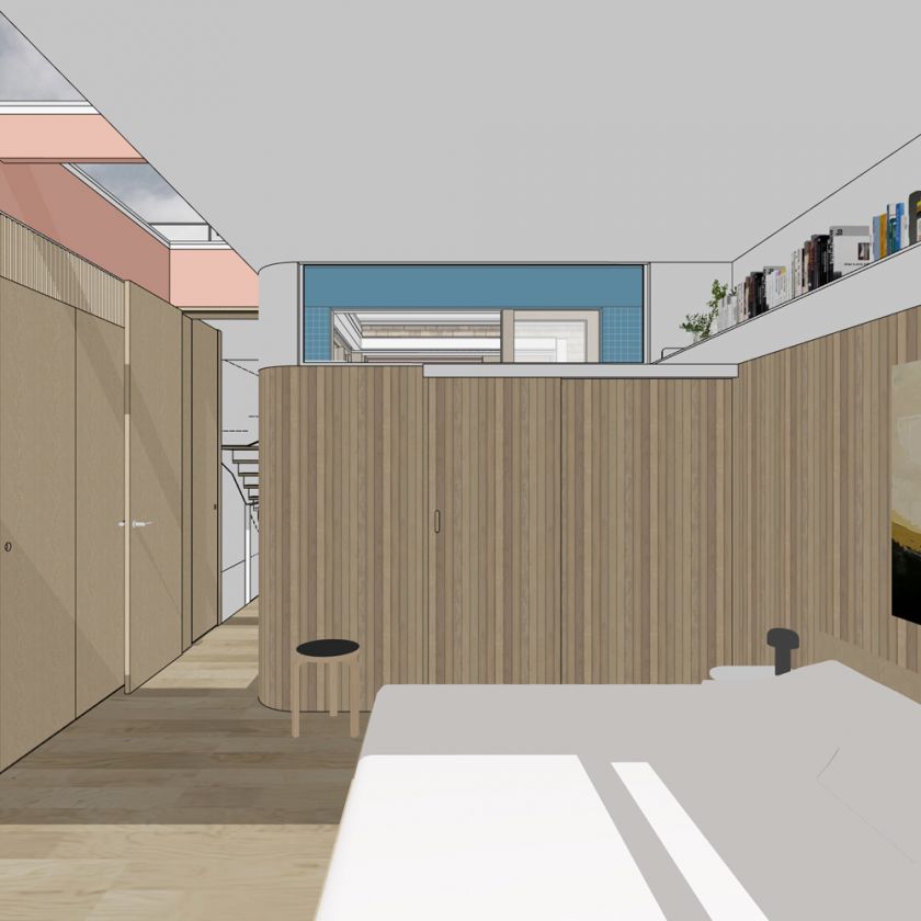 Interior upper bedroom view