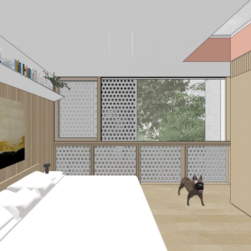 Interior upper bedroom view towards rear