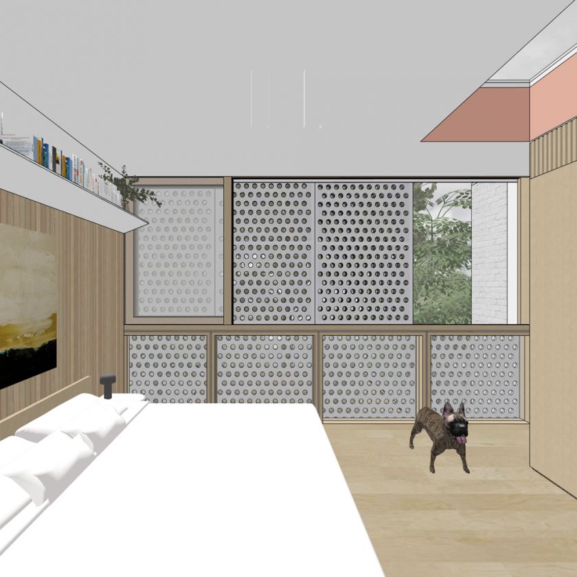 Interior upper bedroom view towards rear