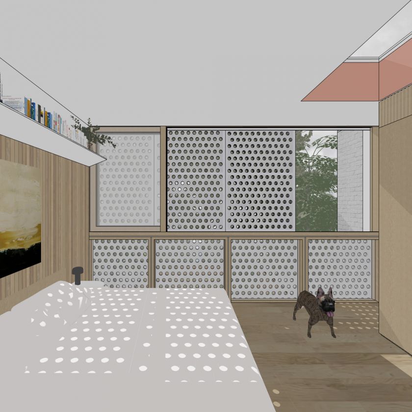 Interior upper bedroom view towards rear