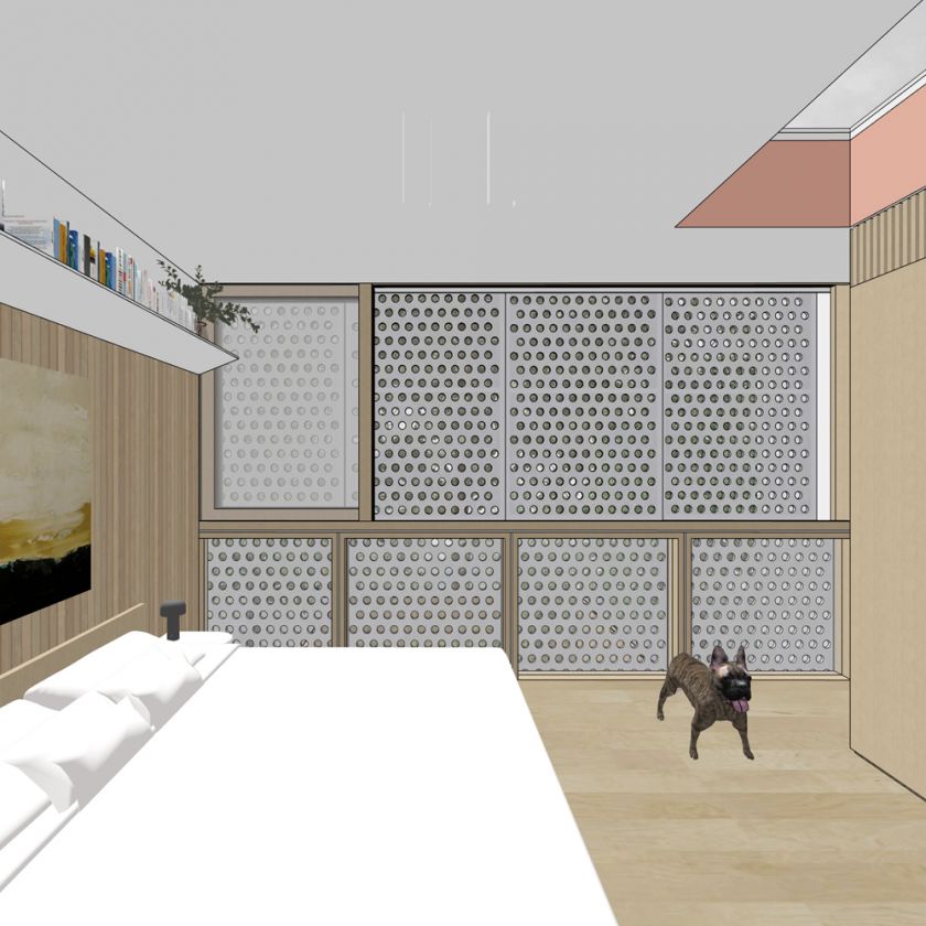 Interior upper bedroom view towards rear