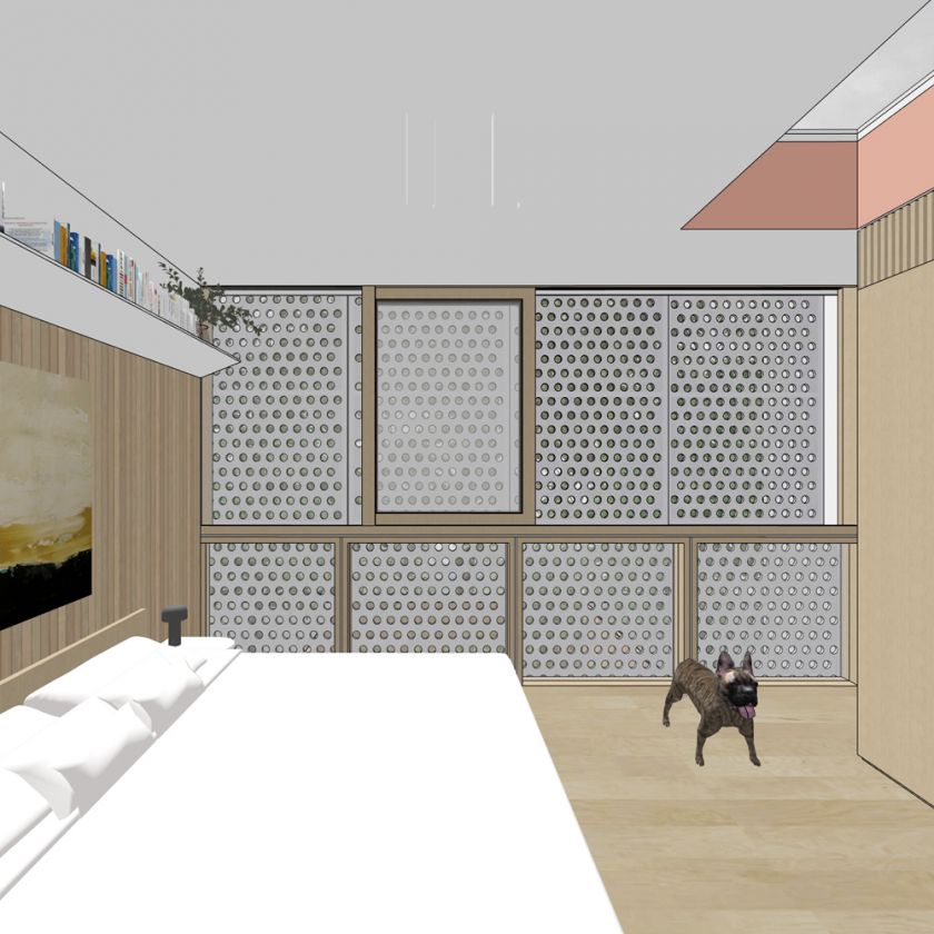 Interior upper bedroom view towards rear
