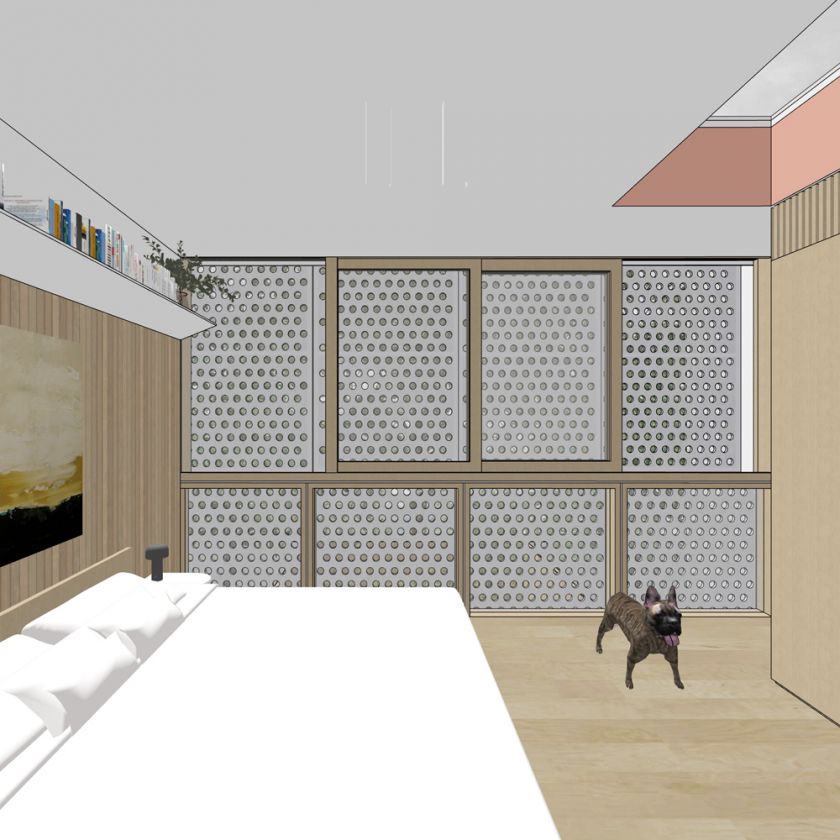Interior upper bedroom view towards rear