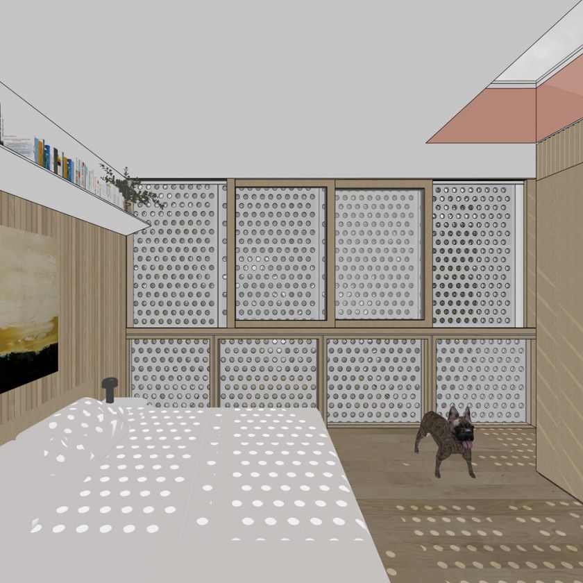 Interior upper bedroom view towards rear