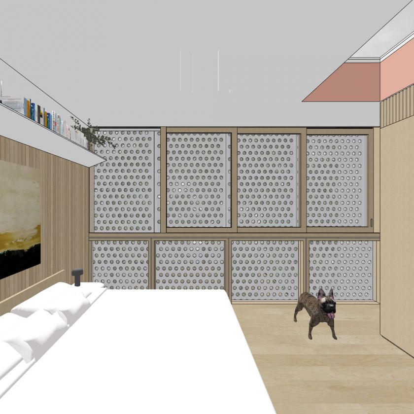 Interior upper bedroom view towards rear