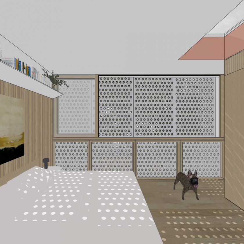 Interior upper bedroom view towards rear