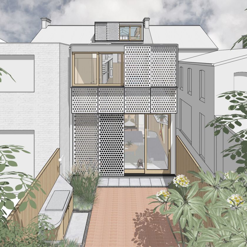 Exterior overall rear view of house