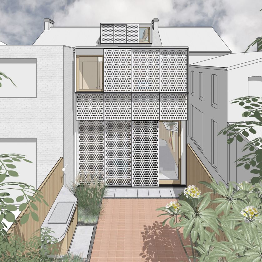 Exterior overall rear view of house
