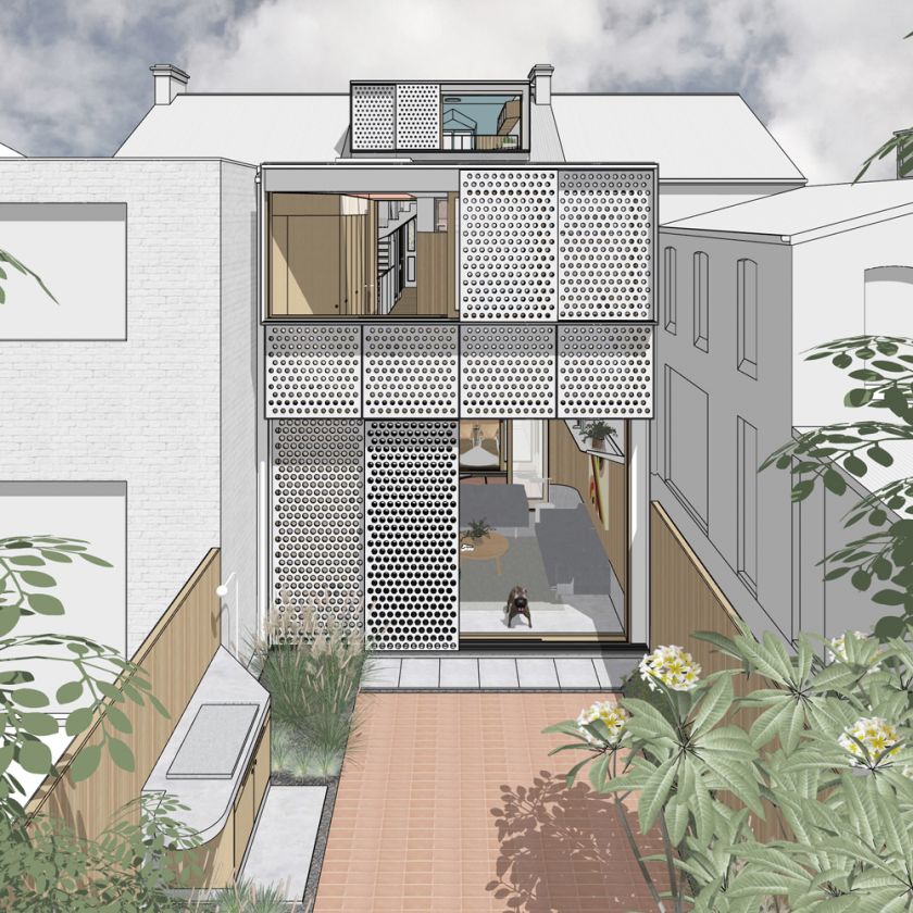 Exterior overall rear view of house