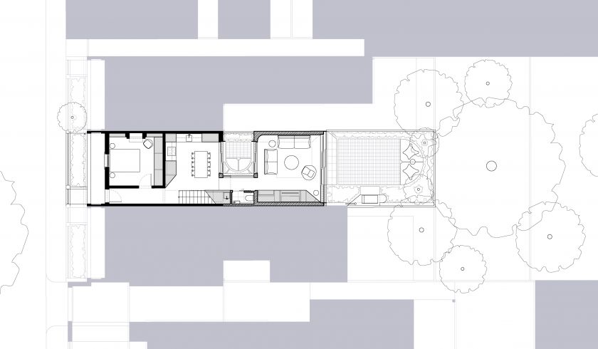 Redfern House ground floor plan and first floor plan and attic plan