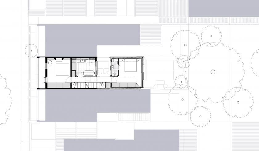 Redfern House ground floor plan and first floor plan and attic plan