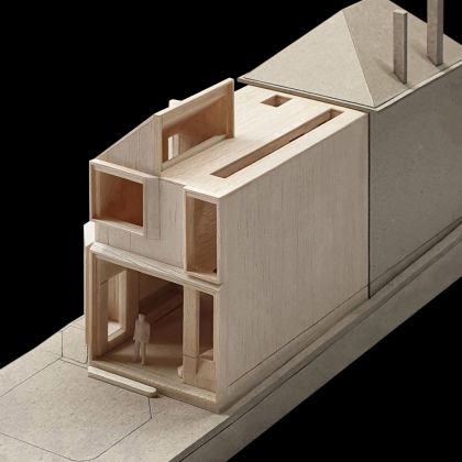 Trafalgar House model aerial northeast view