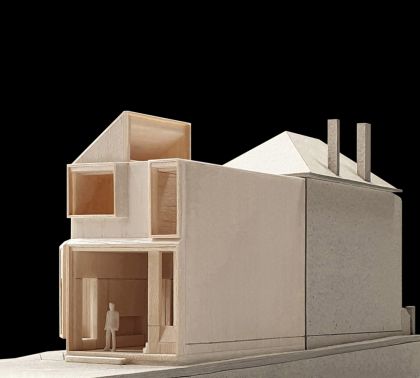 Trafalgar House model exterior northeast view