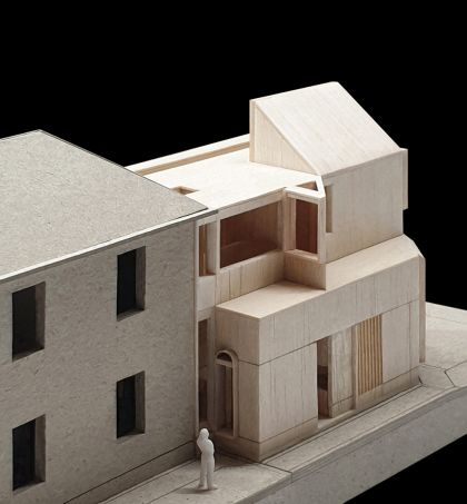 Trafalgar House model aerial southwest view