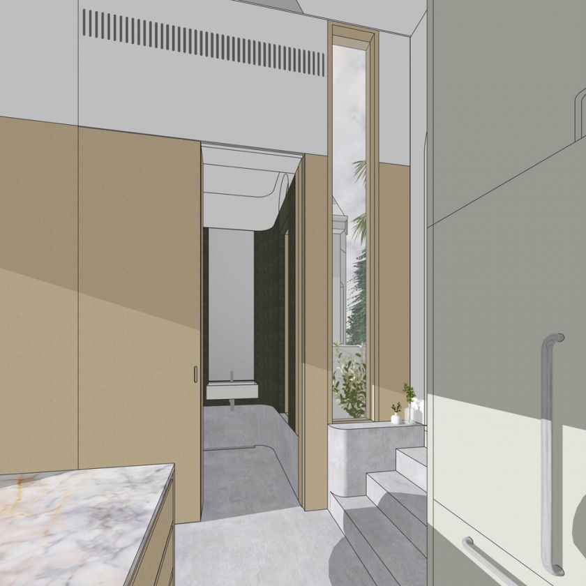 Trafalgar House ground floor interior and exterior visualisations