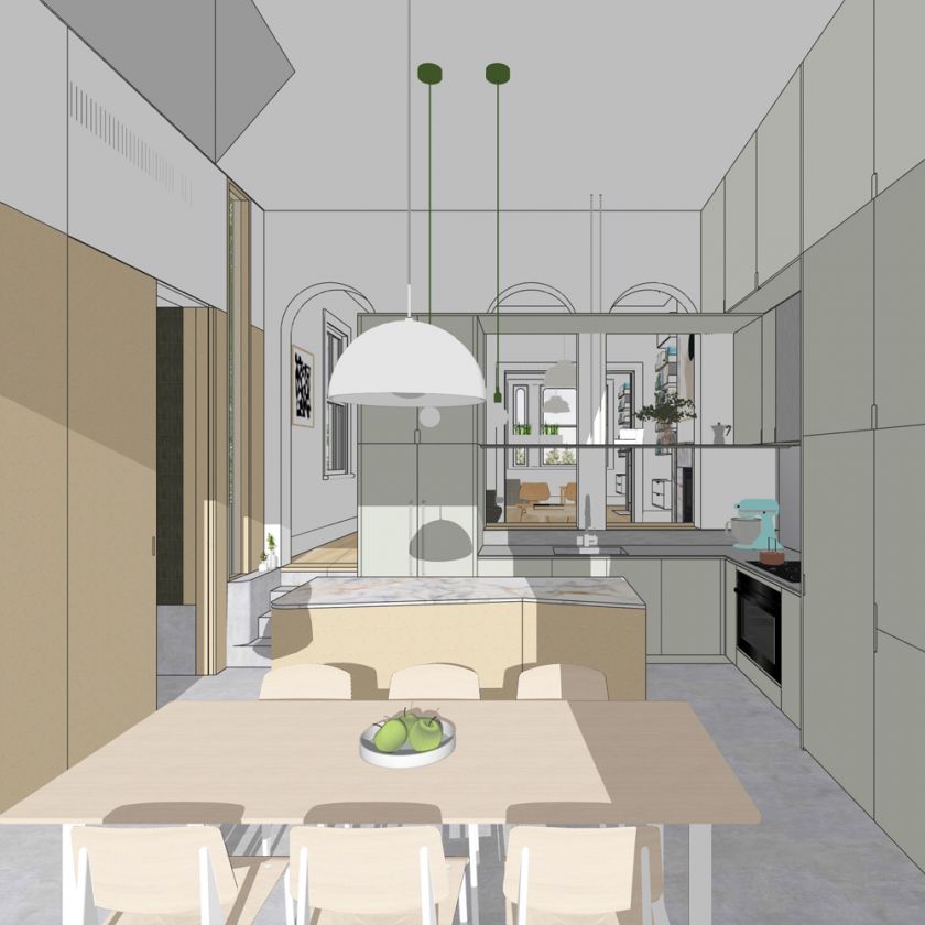 Trafalgar House ground floor interior and exterior visualisations