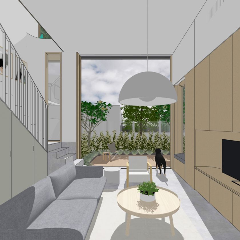 Trafalgar House ground floor interior and exterior visualisations