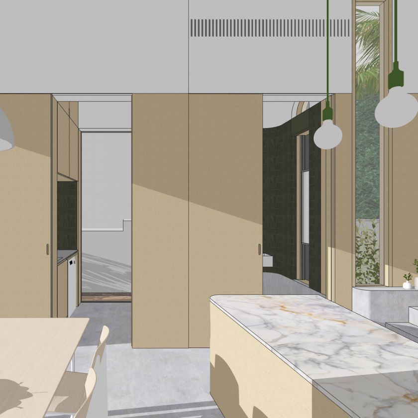 Trafalgar House ground floor interior and exterior visualisations