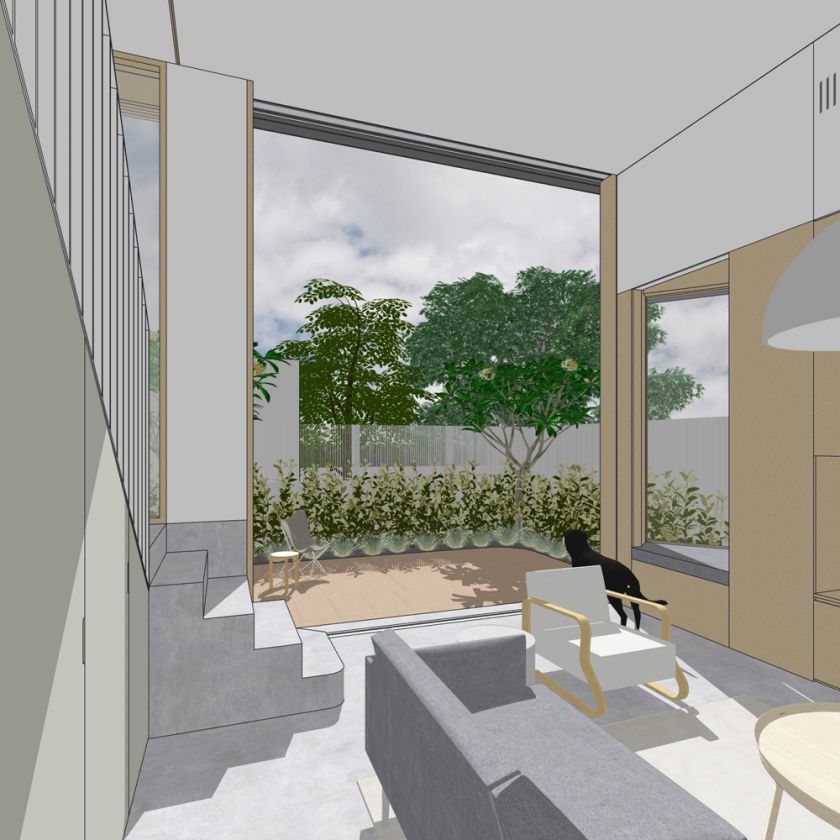Trafalgar House ground floor interior and exterior visualisations