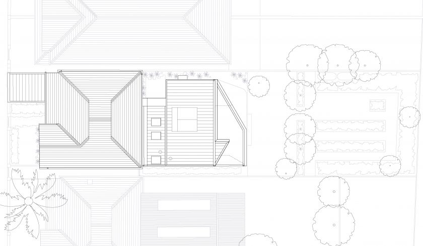 Unfurled House ground floor plan and first floor plan and site plan